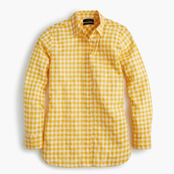 J. Crew Tops - J.Crew Tall Classic-fit Crinkle Gingham Shirt